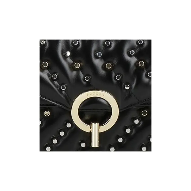 Sandro Cow Leather Shoulder Bag Medium Size Women's Black-2