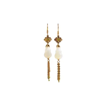 Grace Hetian Jade Earrings Pale Greenish White Jade Women's