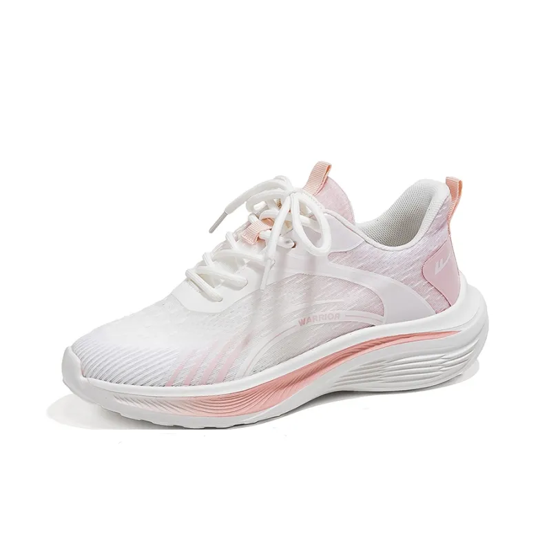 Warrior Cushioning Breathable Wear Resistant Low Top Casual Running Shoes Women's White Pink-1