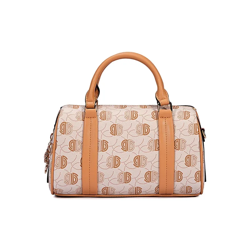 Dubaolu Polyvinyl Chloride Synthetic Leather Shoulder Bag Crossbody Bag Handbag Medium Size Women's Phantom Apricot-2