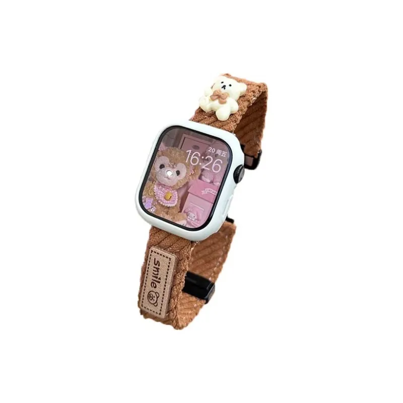 Mr. Strap Apple Compatibility Watch Band 145~210mm Corduroy Material-6