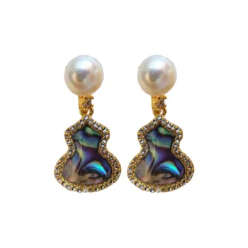 Drejew Copper Zircon Pearls Earrings Women's