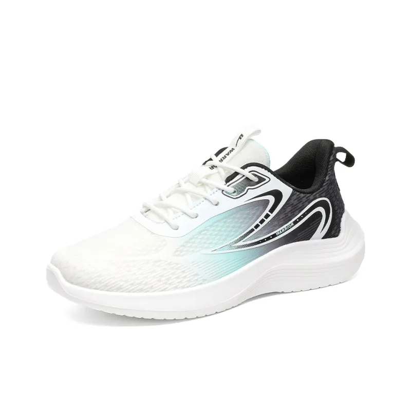 Warrior Lightweight Rebound Low Top Casual Training Long Distance Running Running Shoes Men's White Navy Blue-2