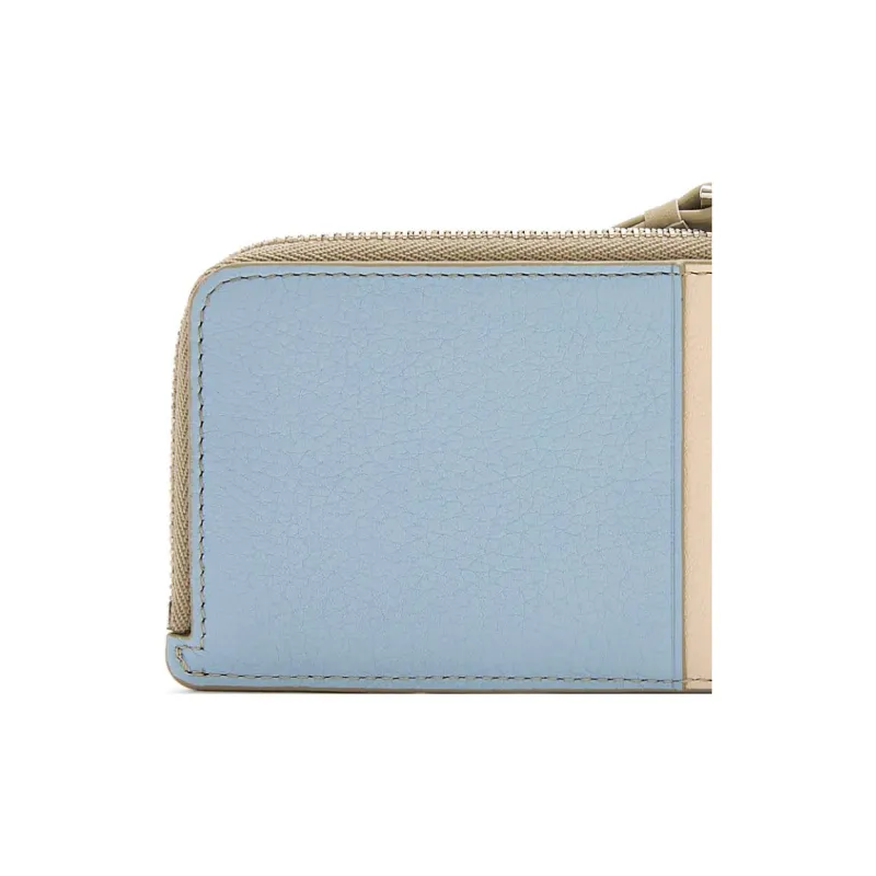 LOEWE Puzzle Cow Leather Coin Card Holder Women's Gray Blue/Laurel Green-4