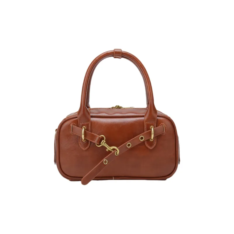 Yalu PU Bowling Bag, Handbag Women's Burgundy/Black/Coffee/Brown-14