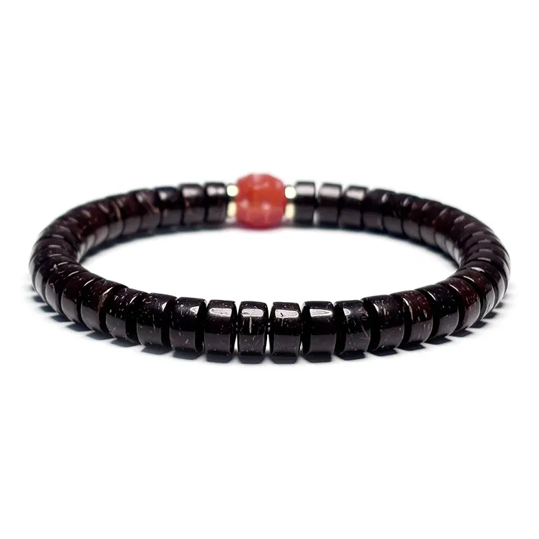 MOUNTAINS AND MANS Coconut Shell Beads New Chinese Style Good Luck Beaded Bracelet Unisex-7