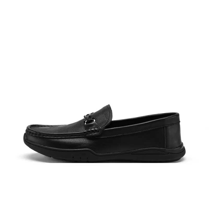 HLA Slip on Business Minimalist Style Comfortable Rubber Sole Monk Strap Wide Cow Leather Casual Shoes-0