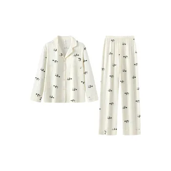 Gongdie Pajama Set Women's Beige Yellow