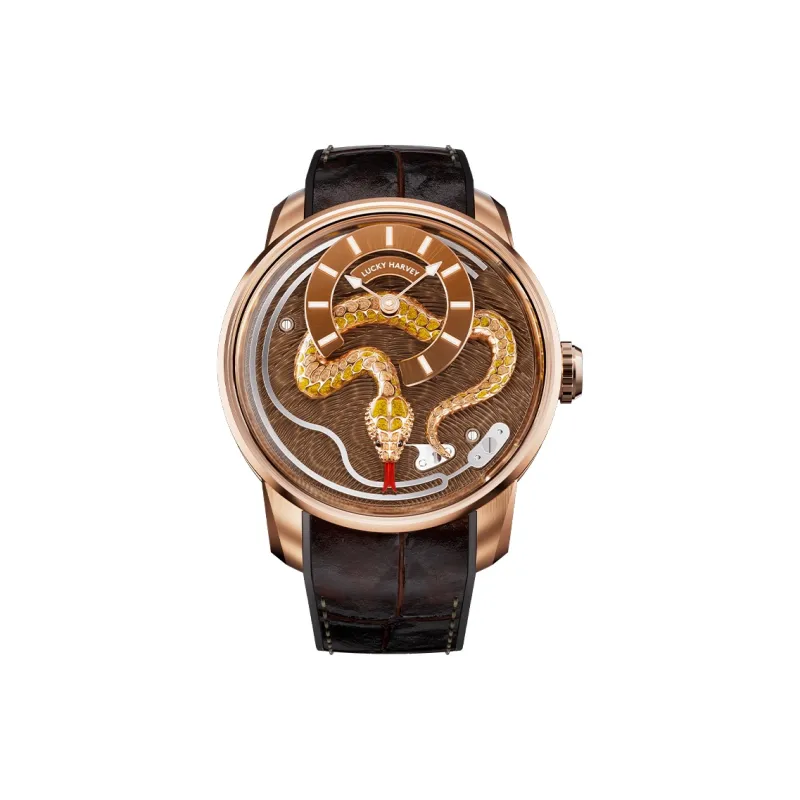 LUCKY HARVEY Craft Master Collection Automatic Mechanical Movement Cowhide Strap Men's Watches Gold Dial-3