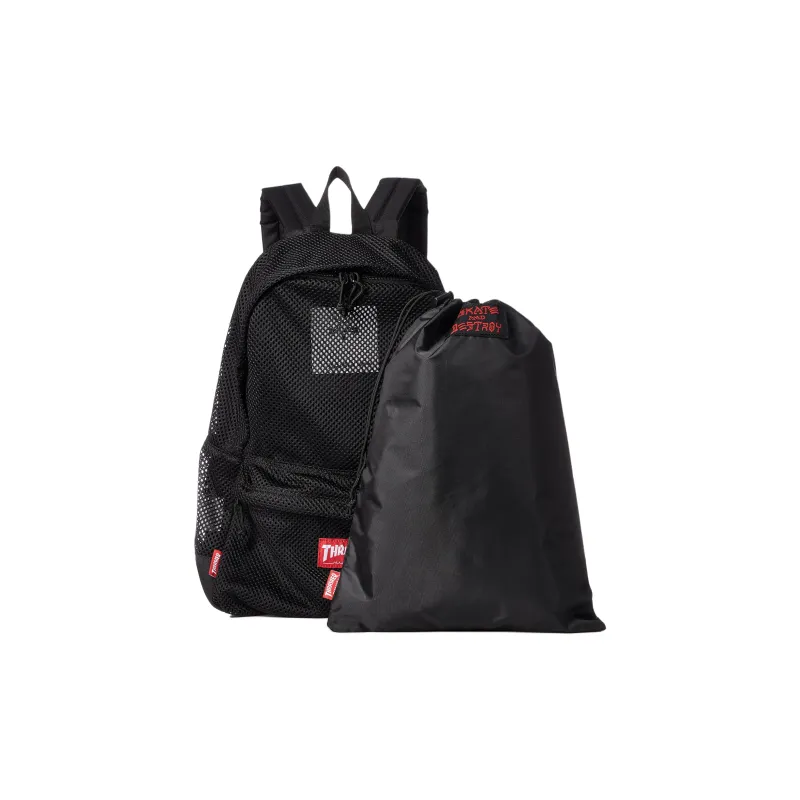 Thrasher Polyester Backpack Unisex Black Red-2