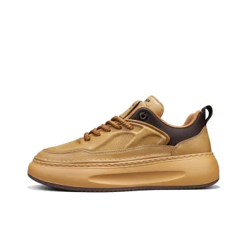 G.N.SHIJIA Height Increasing Wear Resistant Lightweight Breathable Slip Resistant Low Top Casual Shoes Men's Yellow