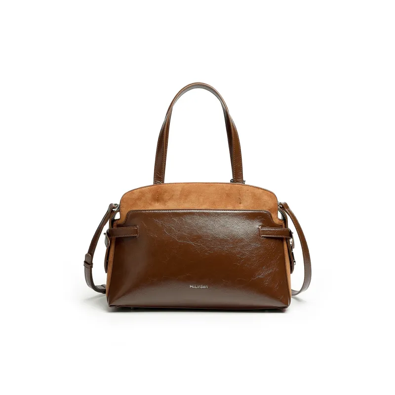Mulinsen Polyurethane PU Leather Shoulder Bag Crossbody Bag Handbags Women's Brown-5
