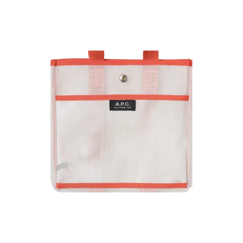 A.P.C PVC Tote Bag Shopping Bag Handbag Small Size Women's Orange & White-2