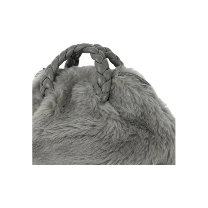 Hereu Shearling Shoulder Bag Crossbody Bag Handbag Medium Size Women's Dark Gray-3