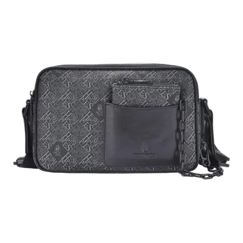 Hush Puppies Synthetic Leather Crossbody Bag Medium Size Men's Black