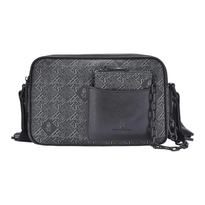 Hush Puppies Synthetic Leather Crossbody Bag Medium Size Men's Black-0