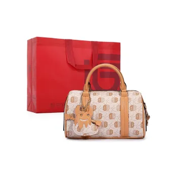 Dubaolu Polyvinyl Chloride Synthetic Leather Shoulder Bag Crossbody Bag Handbag Medium Size Women's Phantom Apricot