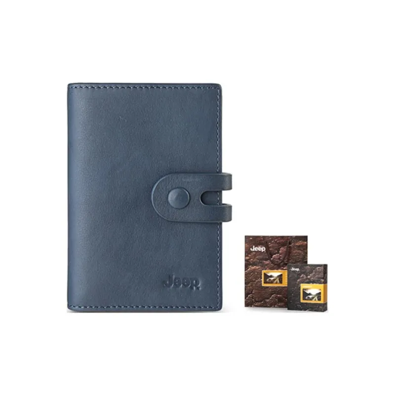 Jeep Cow Leather Leather Clip Wallet Card Holder Regular Men's Blue-0