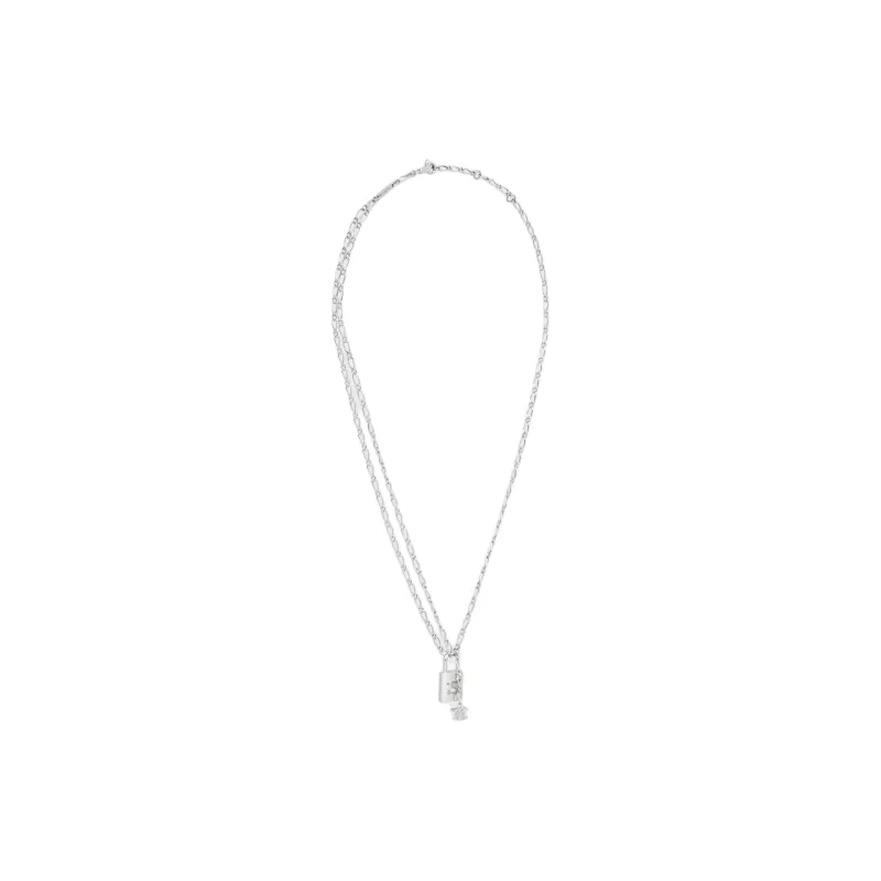 CELINE Triomphe Lock Necklace In Brass With Rhodium Finish-1