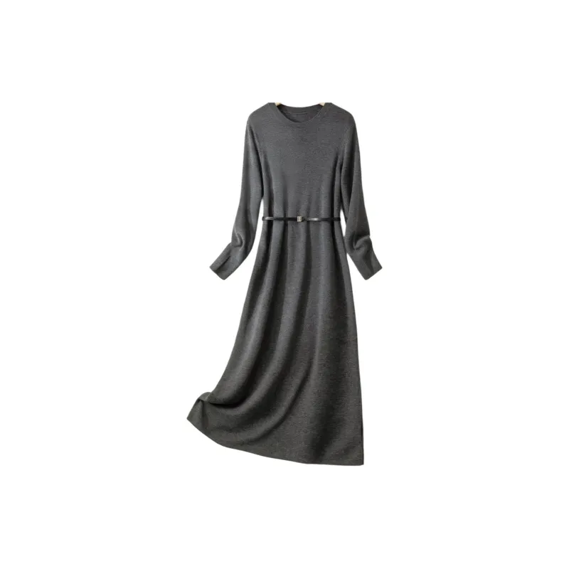 IHIMI Long Sleeved Dresses Women's Dark Heather Gray-1