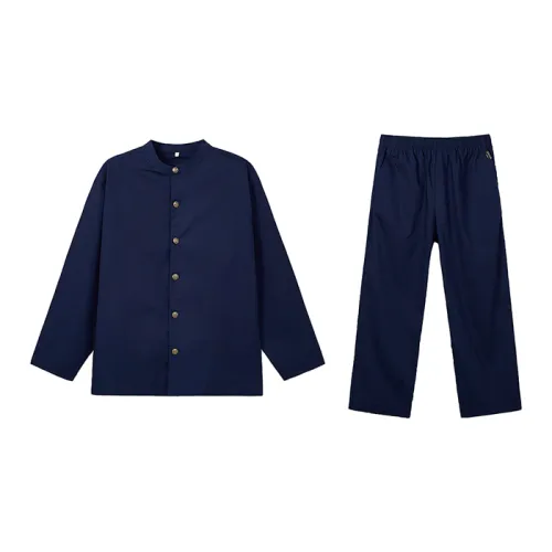 SPAO x ZHOUSHUHUIZHAN Pajama Set Unisex Dark Marine Blue