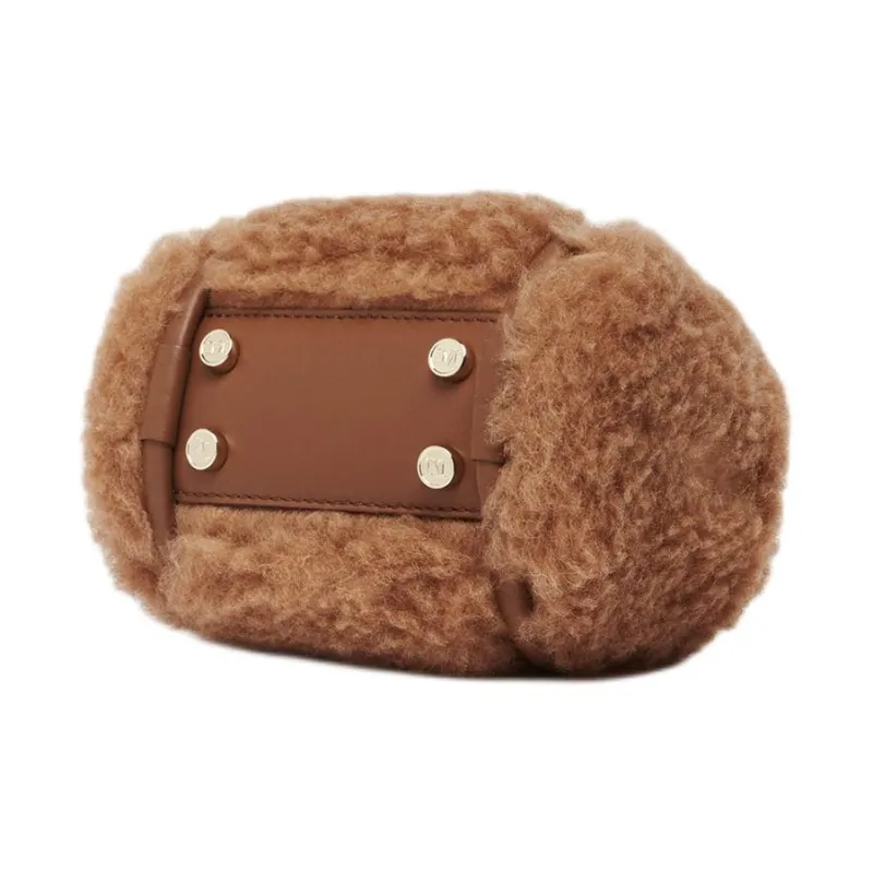 MaxMara Teddy Fabric Shoulder Bag Crossbody Bag Handbag Mini Women's Camel-3