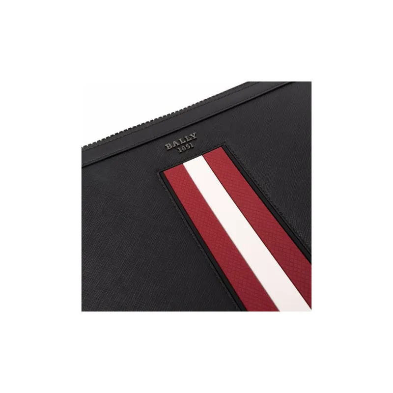BALLY BOLLIS Cow Leather Clutch Large Size Men's Black-2