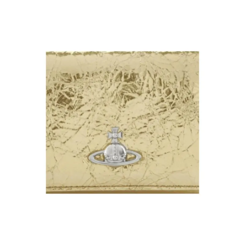 Vivienne Westwood Leather Wallet Trumpets Women's Gold-3