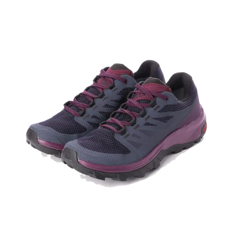 SALOMON OUTLINE Anti Slip Wear Resistant Low Top Hiking Shoes Women's Gray Purple-2