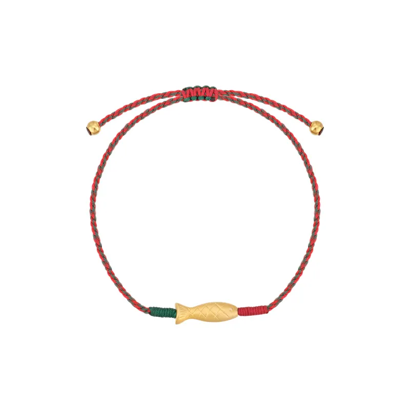 AJIDOU Little Fish Red String 925 Sterling Silver Bracelets Women's-1