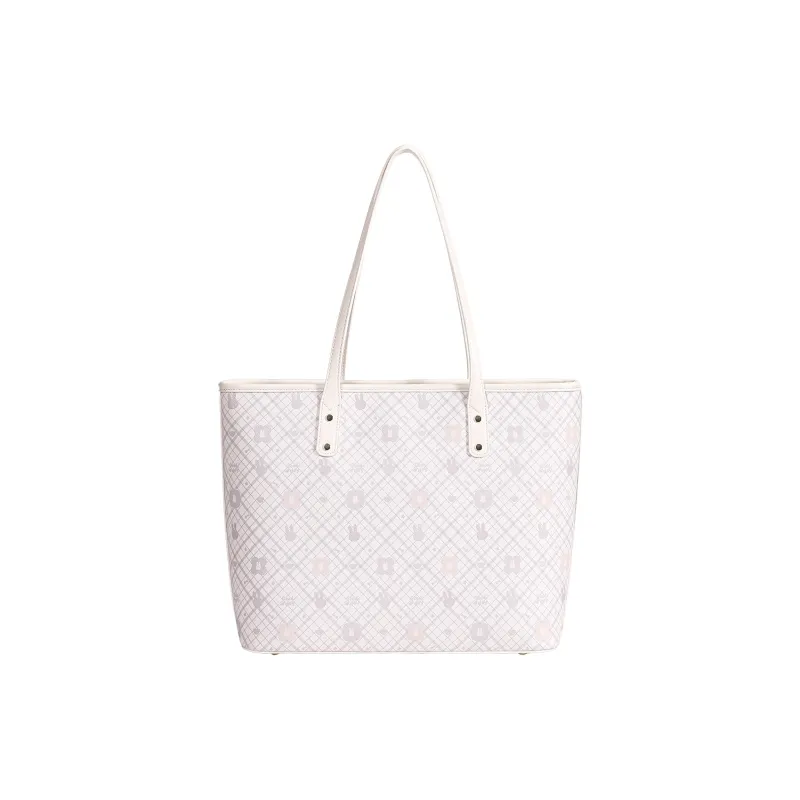 Miffy Synthetic Leather Tote Bag Shopping Bag Underarm Shoulder Bag Women's White/Pink-3