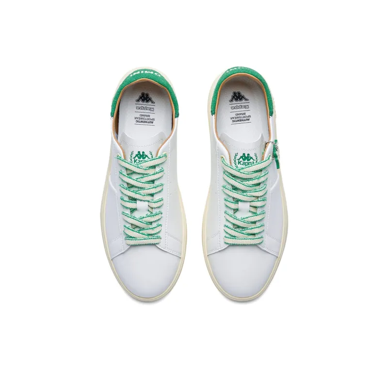 Kappa Back to Back Anti Slip Wear Resistant Low Top Skateboard Shoes Women's Classic White Grass Green-3