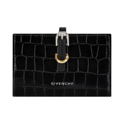 Givenchy Voyou Crocodile Pattern Embossed Calfskin Wallet Women's Black