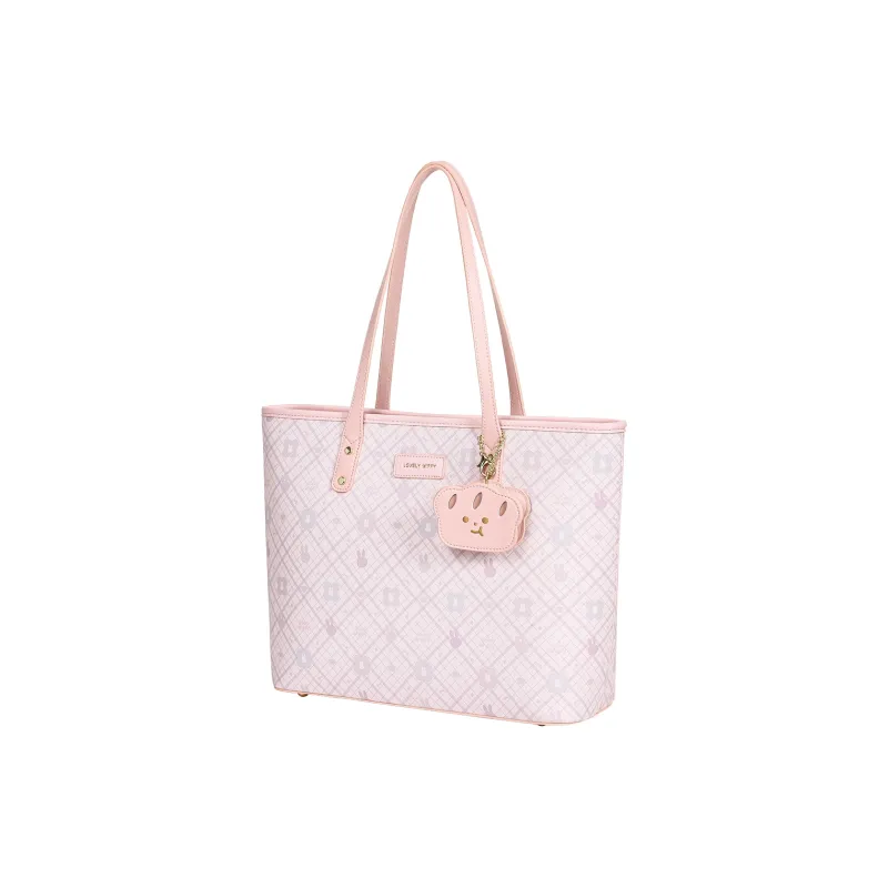 Miffy Synthetic Leather Tote Bag Shopping Bag Underarm Shoulder Bag Women's White/Pink-9