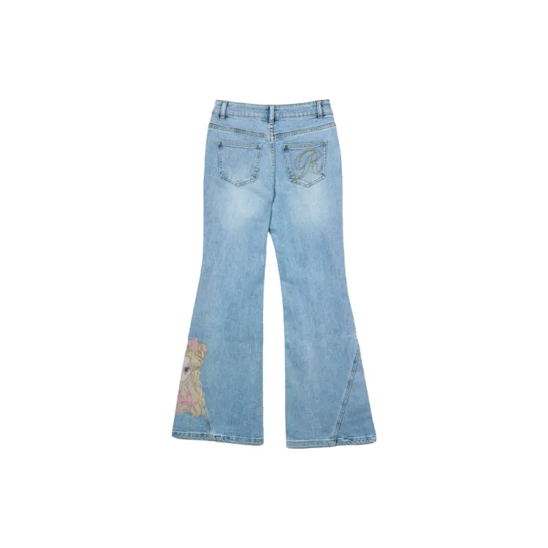 LALABOBO Jeans Women's Medium Blue White-1