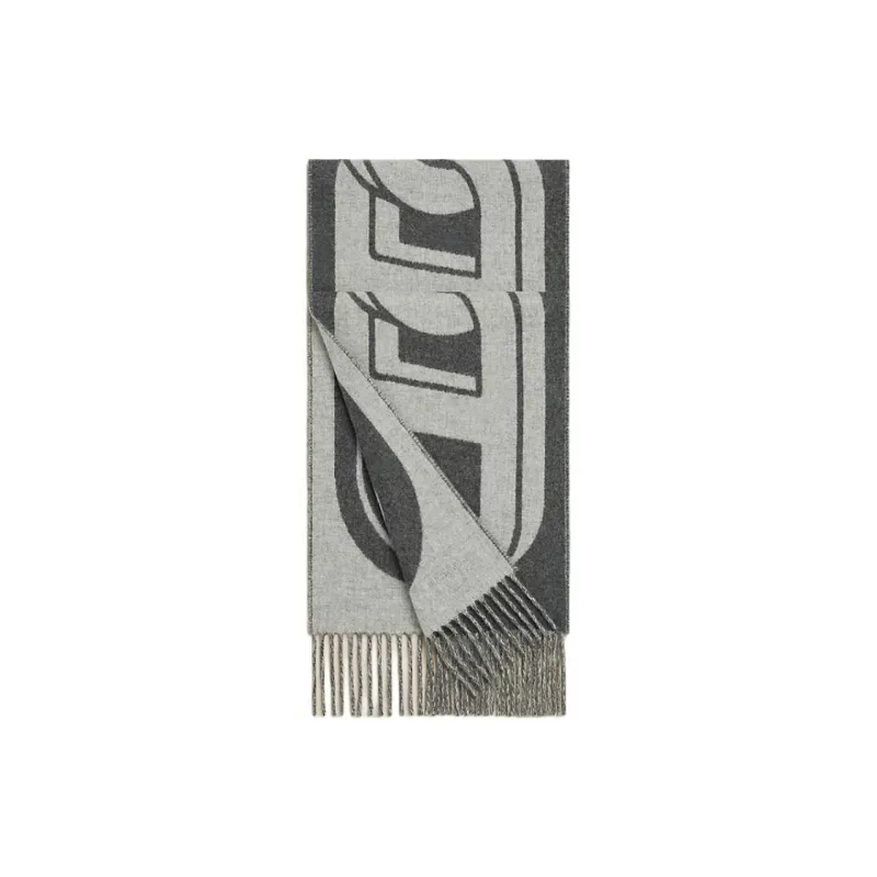 HERMES Cashmere Knit Scarves Men's Light Mixed Gray-0