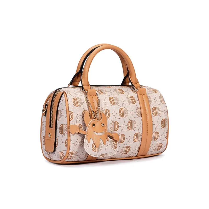 Dubaolu Polyvinyl Chloride Synthetic Leather Shoulder Bag Crossbody Bag Handbag Medium Size Women's Phantom Apricot-3