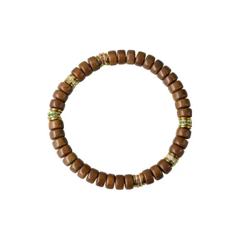 FANGYUANXIAOFU Sandalwood Single Wrap Plain Beaded Bracelet Unisex