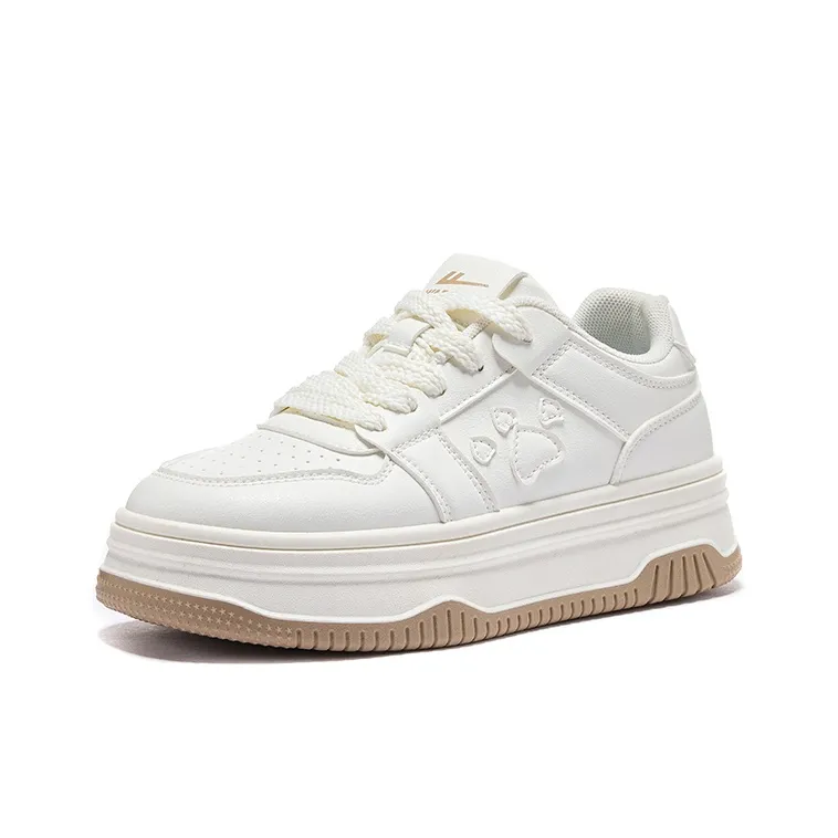 Warrior Small White Shoes Wear-Resistant Slip-Resistant Low-Top Skateboard Shoes Women's Beige-1
