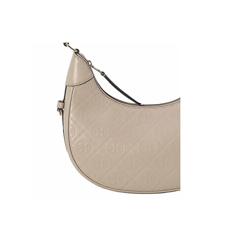 TORY BURCH T Monogram Leather One Shoulder Handbag Women's Oil Gray-4