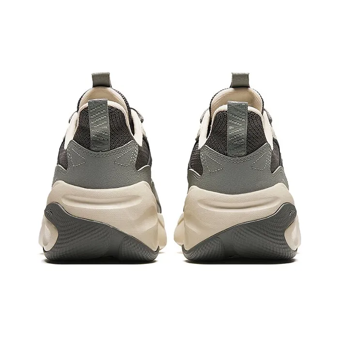 Anta Gravitation Cushioned Wear-Resistant Height Increasing Low-Top Chunky Sneakers Men's Gray White-3