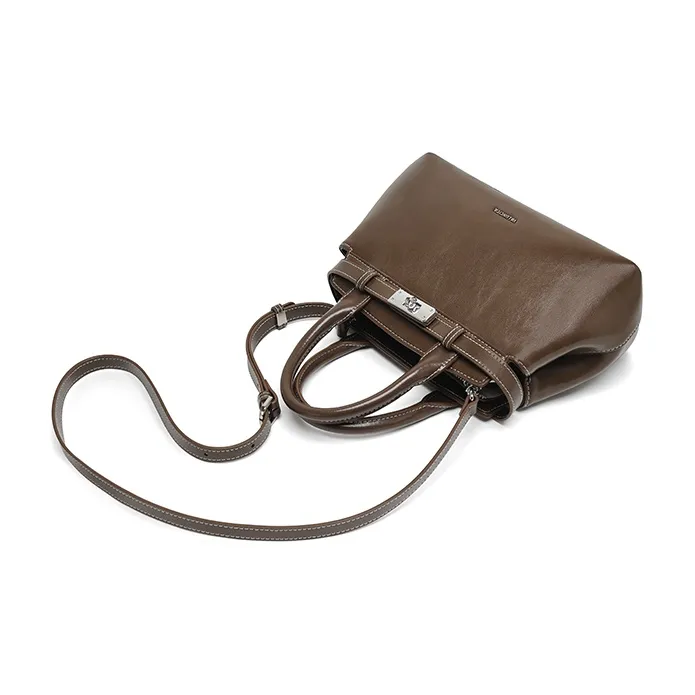 VALUNCICA EUROPHAM Synthetic Leather Kelly Bag Shoulder Bag Crossbody Bag Handbag Women's Brownie Brown-4