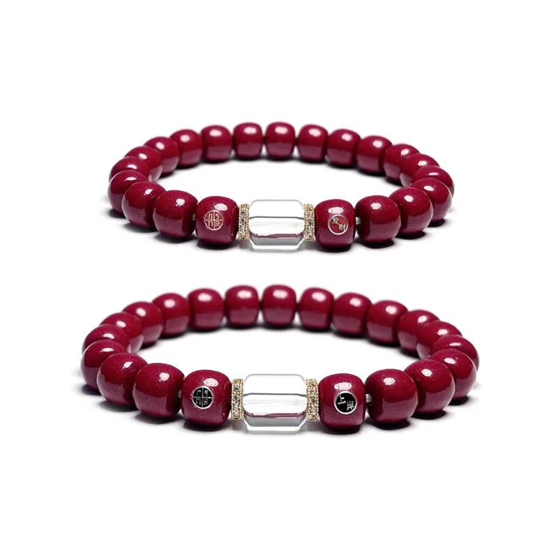 MOUNTAINS AND MANS Cinnabar Peaceful Auspicious Good Luck Beaded Bracelet Unisex-7