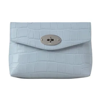 Mulberry Darley Cow Leather Makeup Bag Small Size Women's Light Blue