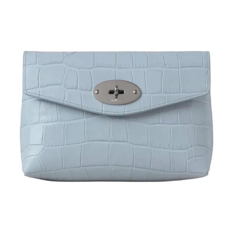 Mulberry Darley Cow Leather Makeup Bag Small Size Women's Light Blue-0