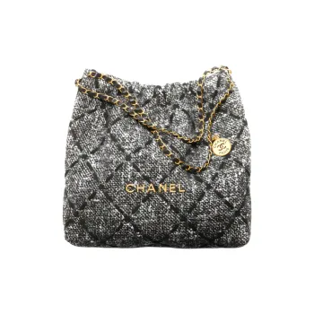 CHANEL 22K Fall And Winter 22Bag Twill Wool Tote Bag, Shopping Bag, Handbag, Shoulder Bag Regular Women's Gray