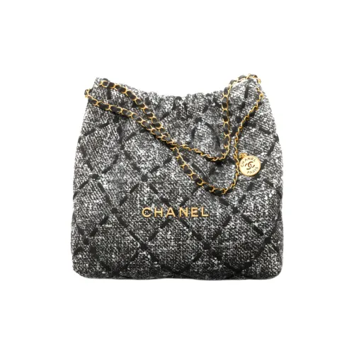 CHANEL 22K Fall And Winter 22Bag Twill Wool Tote Bag, Shopping Bag, Handbag, Shoulder Bag Regular Women's Gray