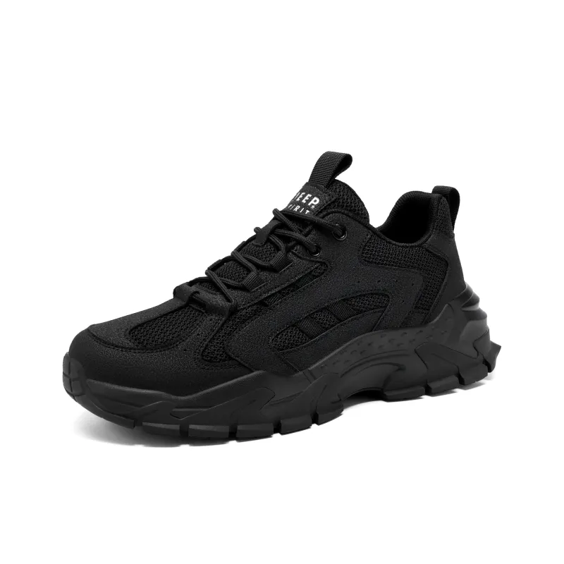 JEEP SPIRIT Slip Resistant, Abrasion Resistant, Breathable, Height Increasing Low Top Chunky Sneakers Men's Black-2