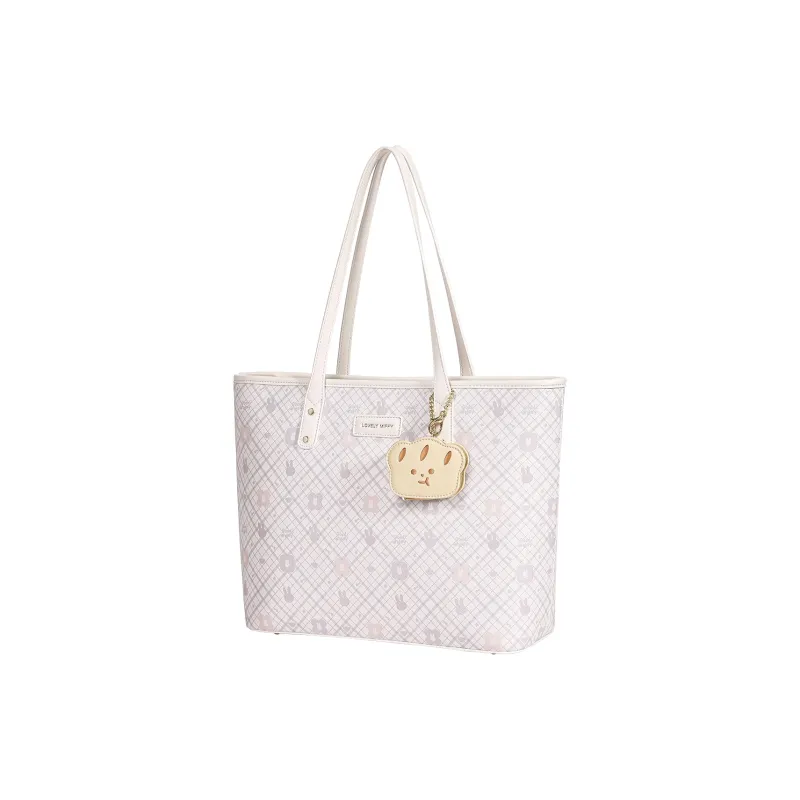 Miffy Synthetic Leather Tote Bag Shopping Bag Underarm Shoulder Bag Women's White/Pink-1