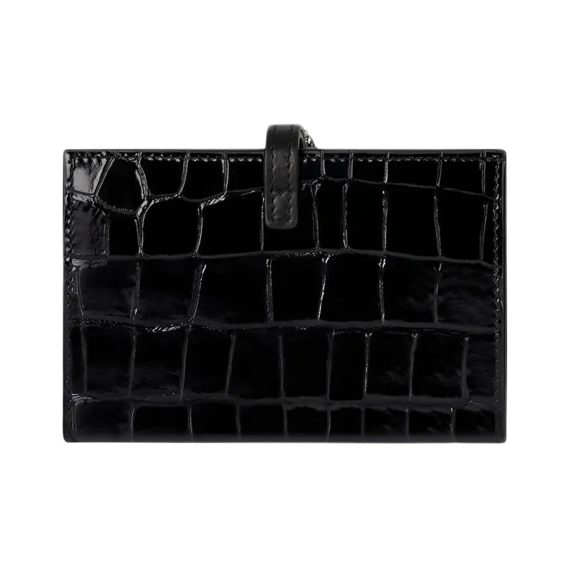 Givenchy Voyou Crocodile Pattern Embossed Calfskin Wallet Women's Black-1
